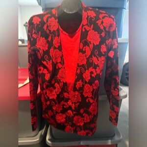 Red Floral Knit Cardigan mp14